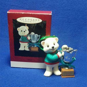 Hallmark Keepsake 1994 World's Greatest Dad Ornament Polar Bear Pre-Owned In Box